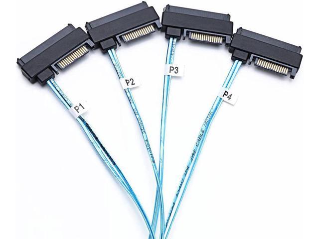 SFF-8643 to SFF-8482 Cable, Internal HD Mini SAS SFF8643 Host to 4 X 29 Pin SFF8482 Target Adapter Cord with SATA 15 Pin Power Port,1.6FT