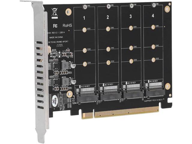 Quad M.2 NVME SSD to PCIe 4.0/3.0 x16 Expansion Card,4-Drive M-Key SSD 4x32Gbps Soft Raid Card with LED Indicator for 2280/2260/2242/2230 PCIe-Base...