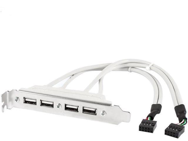 4 Port USB 2.0 Bracket Cable,Dual Motherboard USB 2.0 9pin to 2 x Female Adapter Splitter Cable w/ Full-Profile PCI Slot Cover - (1ft/30CM)