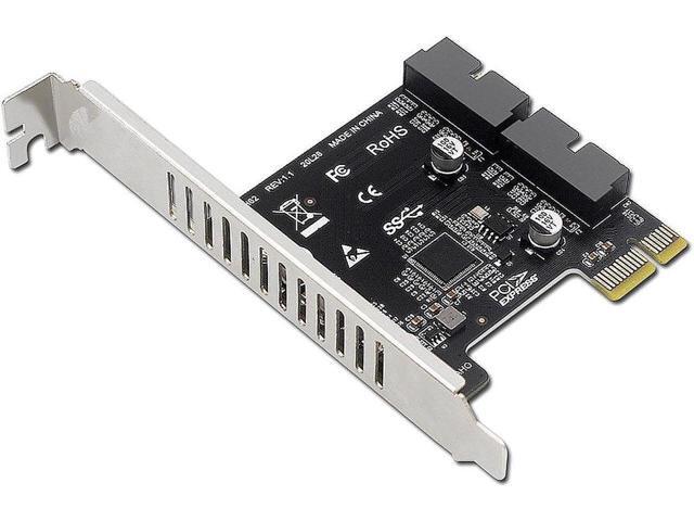 PCI-E 1X to 2 Ports Internal USB 3.0 19Pin 20Pin Header for Front Panel,USB 3.0 5Gbps to PCIe Expansion Card Adapter with High & Low Profile...