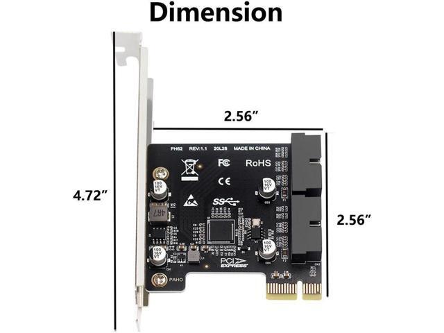 PCI-E 1X to 2 Ports Internal USB 3.0 19Pin 20Pin Header for Front Panel,USB 3.0 5Gbps to PCIe Expansion Card Adapter with High & Low Profile...