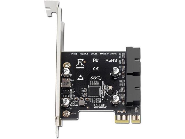 PCI-E 1X to 2 Ports Internal USB 3.0 19Pin 20Pin Header for Front Panel,USB 3.0 5Gbps to PCIe Expansion Card Adapter with High & Low Profile...