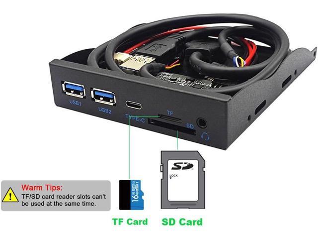 USB3.2 GEN1 5Gbps Type C & 2 x USB-A Hub 3.5 Front Panel USB 3.0 SD/Micro SD/TF 3.5' Internal Card Reader with 4-Pole 3.5mm HD-Audio for 3.5 inch...
