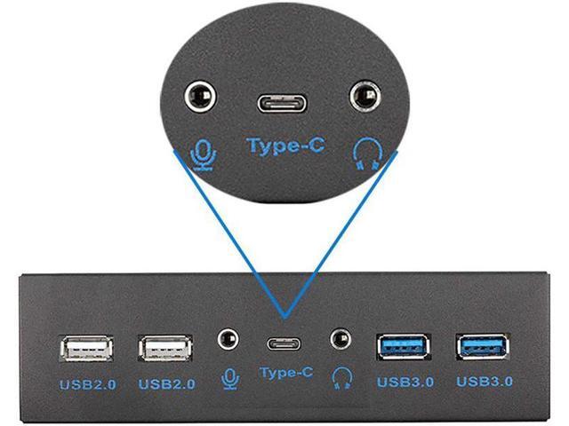 5.25 Inch Front Panel 7 Ports USB Hub w/ HD Audio & Microphone, USB 3.2 Gen 2(10Gbps) Type-C,2 x USB 3.0 & 2 x USB 2.0,3.5mm Audio & Mic,USB...