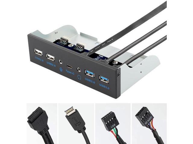 5.25 Inch Front Panel 7 Ports USB Hub w/ HD Audio & Microphone, USB 3.2 Gen 2(10Gbps) Type-C,2 x USB 3.0 & 2 x USB 2.0,3.5mm Audio & Mic,USB...