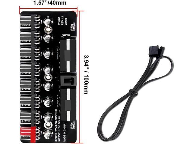 8 Ports 12V/2A High Power Chassis Fan Hub,4 Pin PWM CPU Cooler / Case / Chasis Cooling Fan Power Cable Splitter Adapter w/Self-sticker,Power by...