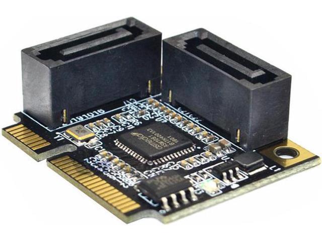 Mini PCIe to 2 Ports SATA III Adapter Converter,Low Profile Dual SATA Mini PCI Express Half Size Extension Controller Card for SATA 3.0 Hard Drive,...