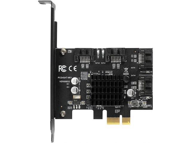 4 Port SATA 3.0 PCIe 3.0 X1 Controller Card,SATAIII 6GbpsPCI Express Expansion Card, Support SSD/HDD as System Boot Disk,Marvell...