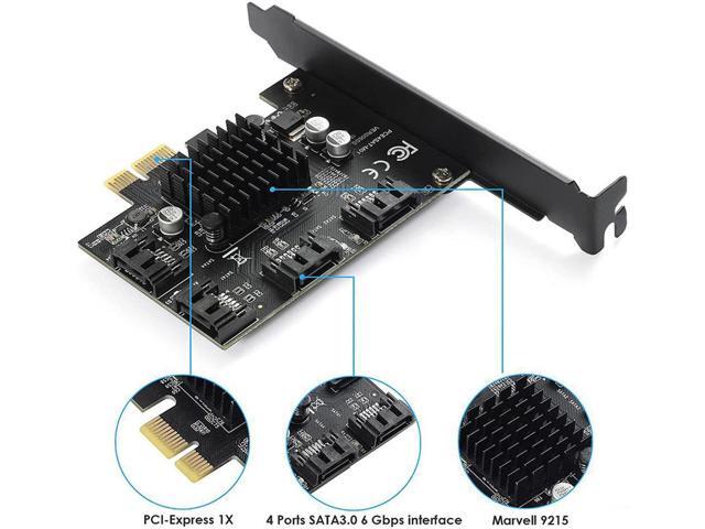 4 Port SATA 3.0 PCIe 3.0 X1 Controller Card,SATAIII 6GbpsPCI Express Expansion Card, Support SSD/HDD as System Boot Disk,Marvell...