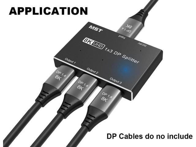 1 in 3 Out 8K DisplayPort-compatible Splitter 8K@30Hz 4K@120Hz DP MST SST Hub Converter Adapter 1x3 Port for Ultra HD Source to 3 HD Monitors