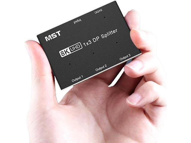 1 in 3 Out 8K DisplayPort-compatible Splitter 8K@30Hz 4K@120Hz DP MST SST Hub Converter Adapter 1x3 Port for Ultra HD Source to 3 HD Monitors