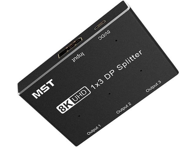 1 in 3 Out 8K DisplayPort-compatible Splitter 8K@30Hz 4K@120Hz DP MST SST Hub Converter Adapter 1x3 Port for Ultra HD Source to 3 HD Monitors