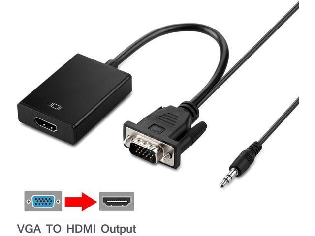 Aluminum Case VGA Male to HDMI Female Adapter Converter w/ 3.5mm Audio Cable and Micro USB Charging Cord for HDTV,Monitor,DVD Player, Tablet PC,...