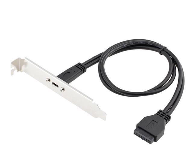 1.64FT Motherboard USB 20pin to USB 3.1 Type-C Female Adapter w/ PCI Slot Cover Bracket,w/ 5Gbps Data Transfer Speed - Black