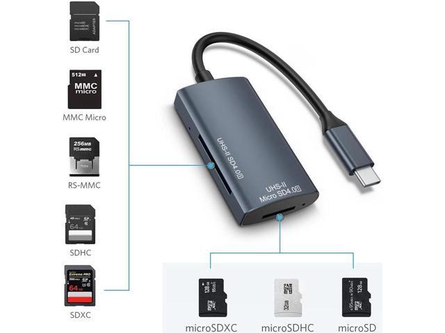 USB-C SD 4.0 UHS-2 Card Reader,2-in-1 UHS2 SD / TF Memory Slot Card Reader, for SDXC, SDHC, SD, MMC, RS-MMC, Micro SDXC, Micro SD, Micro SDHC Card,...