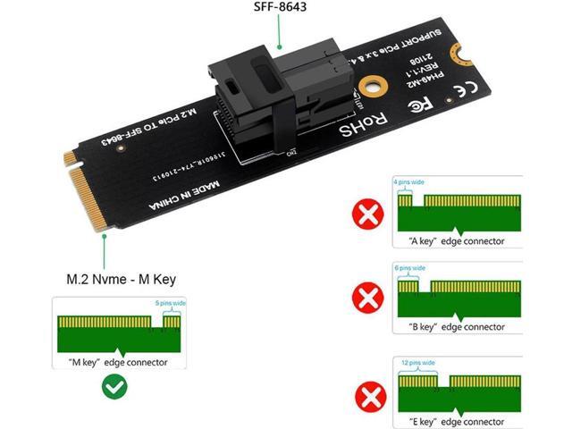 M-Key NVMe M.2 to SFF-8643 Adapter Expansion Card, MiniSAS to NVMe PCIe 4.0 Card for U.2 (SFF-8639) NVMe SSD - Support Intel 750 SSD