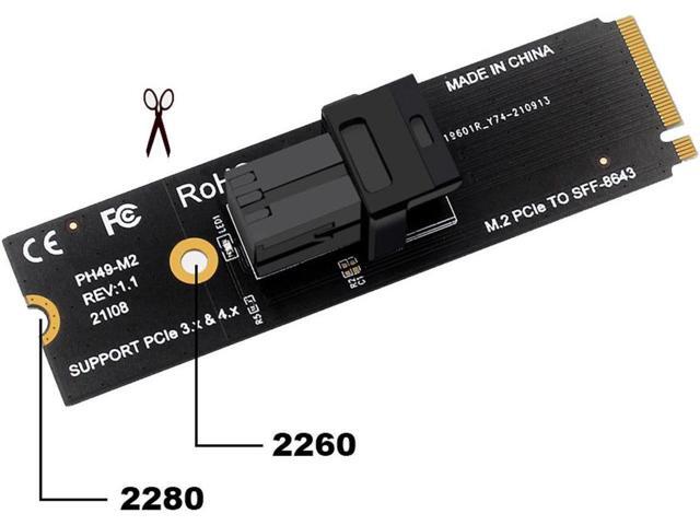 M-Key NVMe M.2 to SFF-8643 Adapter Expansion Card, MiniSAS to NVMe PCIe 4.0 Card for U.2 (SFF-8639) NVMe SSD - Support Intel 750 SSD