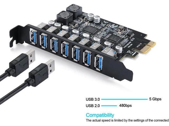 PCIe to 7 Ports USB 3.0USB Expansion Card, PCI-e x1 to 5Gbps USB Hub Controller Adapter for Windows 11/10/8/7/XP/Vista,with Full-Profile PCI Slot...