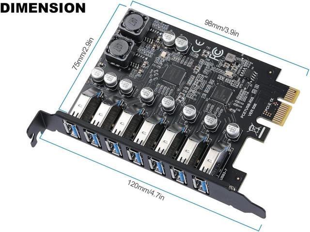 PCIe to 7 Ports USB 3.0USB Expansion Card, PCI-e x1 to 5Gbps USB Hub Controller Adapter for Windows 11/10/8/7/XP/Vista,with Full-Profile PCI Slot...