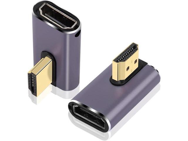 Vszerda 8K HDTV 90 Degree Adapter (2 Pack), Left & Right Angle HDMI-compatible Connector, UHD 48Gbps Male to Female Extender Support 8K@60Hz...