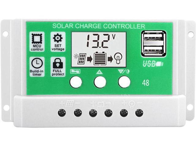 30A 12V 24V Solar Charge Controller Lithium Battery LCD Display USB Charged Solar Panel Charger