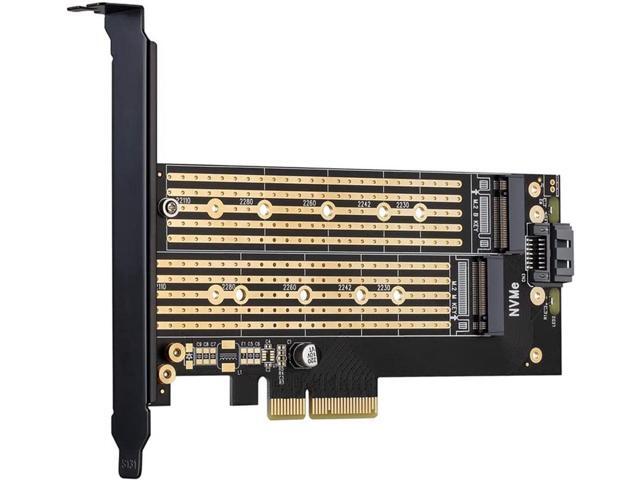 Dual M.2 PCIE Adapter for SATA or PCIE NVMe SSD with Advanced Heat Sink Solution,M.2 SSD NVME (m Key) and SATA (b Key) 22110 2280 2260 2242 2230 to...