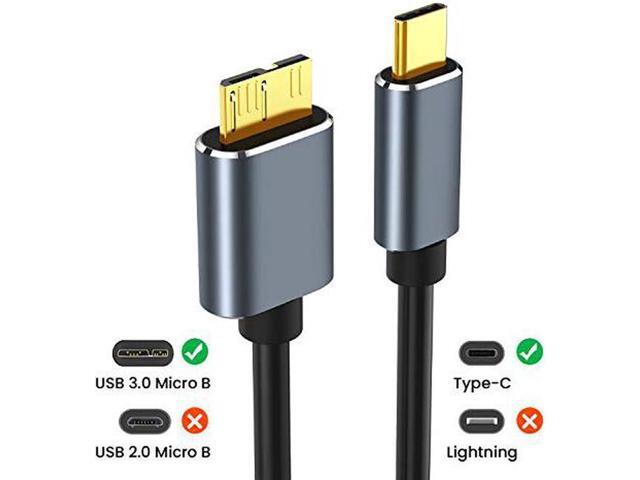 USB C to Micro B Hard Drive Cable, 6.6ft/2M USB C Male to Micro USB Sync Cord and Wire for Portable External Hard Drives like My Passport, WD...