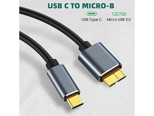 USB C to Micro B Hard Drive Cable, 6.6ft/2M USB C Male to Micro USB Sync Cord and Wire for Portable External Hard Drives like My Passport, WD...