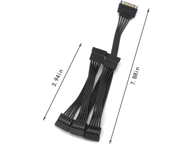 Vszerda 15 Pin SATA Power Extension Hard Drive Cable 1 Male to 5 Female Splitter Adapter 24-inch(60CM)