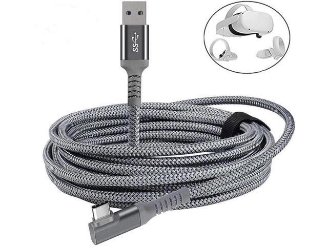 16.4ft /5M Nylon Braided VR Link Cable for Oculus Quest 2 and PC/Steam VR Quest VR Headset, Right-Angled 90 Degree USB A to USB C 5Gbps High Speed...