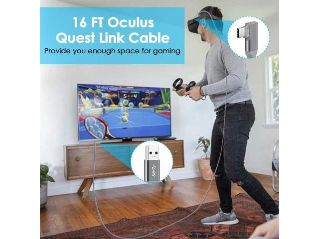 20ft /6M Nylon Braided VR Link Cable for Oculus Quest 2 and PC/Steam VR Quest VR Headset, Right-Angled 90 Degree USB A to USB C 5Gbps High Speed...