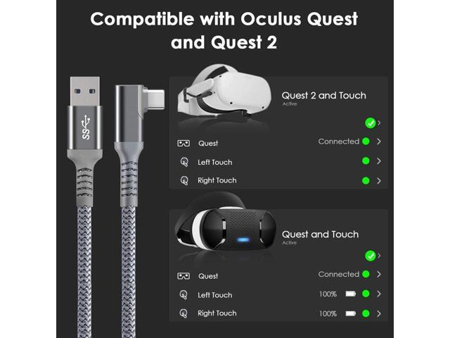 20ft /6M Nylon Braided VR Link Cable for Oculus Quest 2 and PC/Steam VR Quest VR Headset, Right-Angled 90 Degree USB A to USB C 5Gbps High Speed...