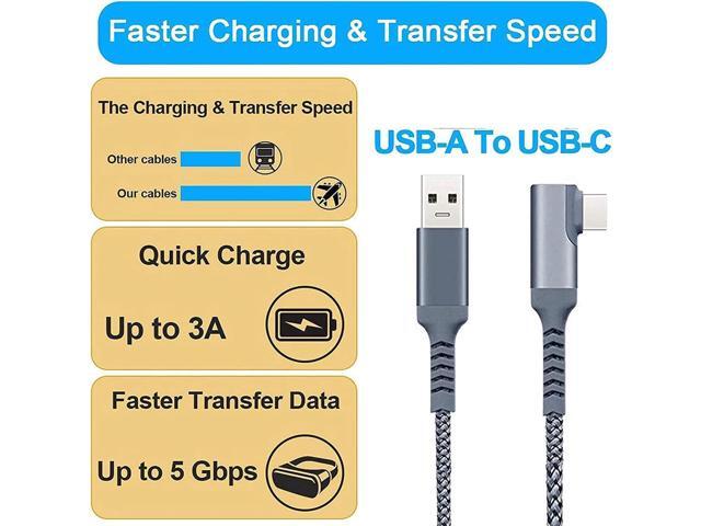 20ft /6M Nylon Braided VR Link Cable for Oculus Quest 2 and PC/Steam VR Quest VR Headset, Right-Angled 90 Degree USB A to USB C 5Gbps High Speed...