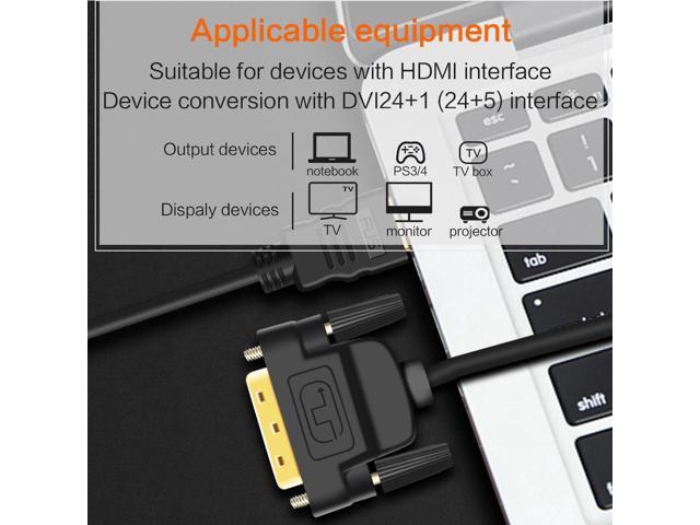Vszerda HDMI to DVI Cable DVI to HDMI Male 24+1 DVI-D Male Adapter Gold Plated 1080P for HD HDTV HD PC Projector PS4 etc. (9 Feet 3 Meters)
