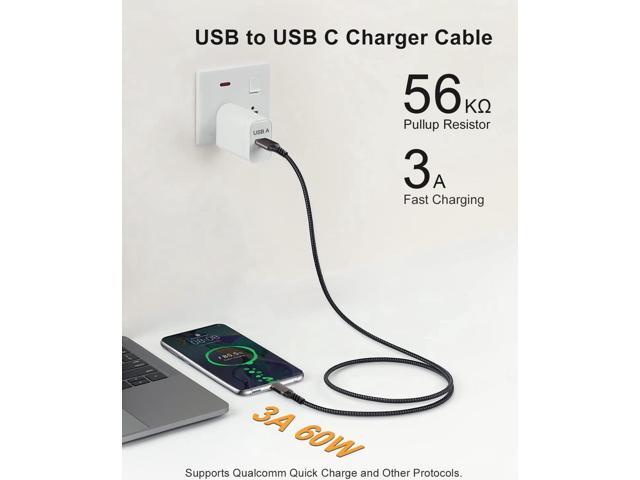 USB A to USB C Cable [2 Pack 6.6ft], USB 3.1/3.2 Data Transfer and 60W 3A Fast Charging Cable, for Android Auto S-a-m's-u-n-g Galaxy S23 S22 S21...