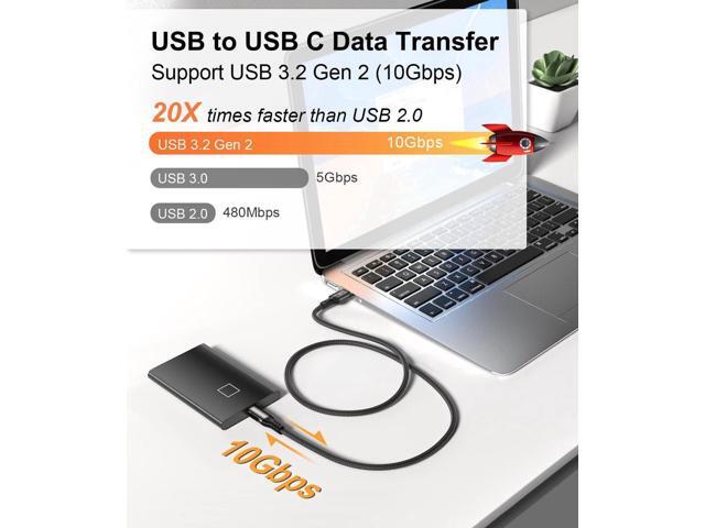 USB A to USB C Cable [2 Pack 6.6ft], USB 3.1/3.2 Data Transfer and 60W 3A Fast Charging Cable, for Android Auto S-a-m's-u-n-g Galaxy S23 S22 S21...