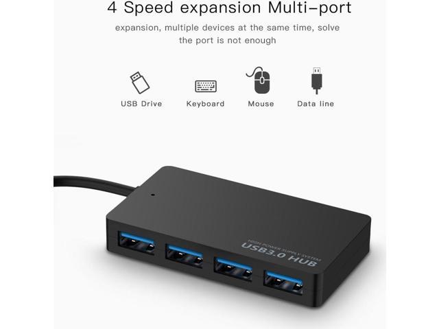 Vszerda USB 3.0 4-Port USB Hub Splitter Adapter 5Gbps for Laptop Computer PC Super Speed USB Hub for Laptop PC Computer Accessories
