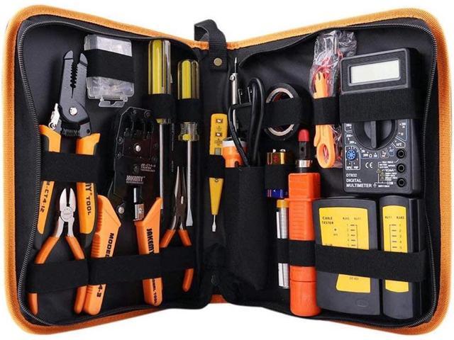 Vszerda Network Tool Kit Set of 17 Ethernet Cable Crimper Punch Down Tool RJ45 Crimp Tool Kit 8P8C 4P4C 6P6C Connectors RJ45 RJ11 Lan Cat5 Cat6...