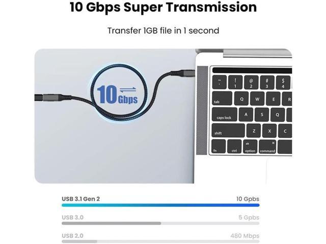 USB C Extension Cable, 6.6ft /2M-Braided USB C Extender Cable, USB C to USB C Male to Female Cord USB 3.1 Gen 2 Sync Transfer 10Gbps 100W/5A Fast...