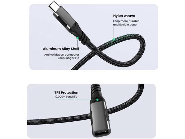 USB C Extension Cable, 6.6ft /2M-Braided USB C Extender Cable, USB C to USB C Male to Female Cord USB 3.1 Gen 2 Sync Transfer 10Gbps 100W/5A Fast...