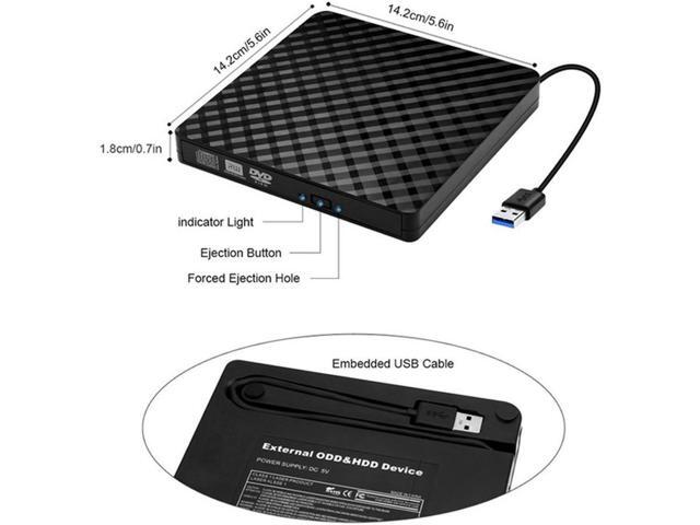 Vszerda External DVD Drive, USB 3.0 External DVD Drive Portable External Optical Drive CD DVD RW ROM Player