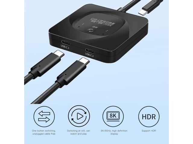 USB C Switch Selector, [2 In 1 Out / 1 in 2 Out] Bi-Directional USB C Switcher Splitter, 8K@60Hz USB 3.1 Gen2 10Gbps Data Transfer Type C Switch...