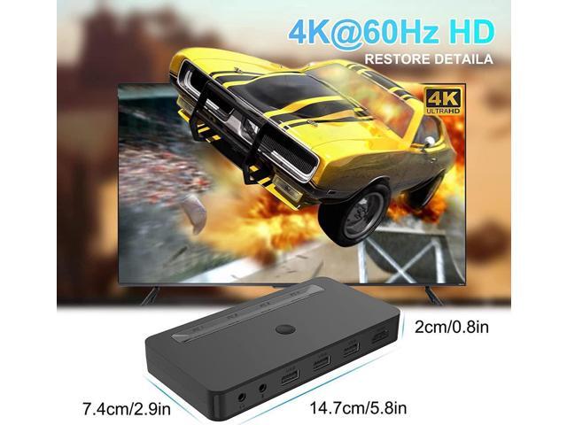 Vszerda 4K HDMI KVM Switch 4 Ports for 4 Computers Share One HD 4K Monitor, 3 USB Devices Keyboard Mouse Printer, 2 3.5mm Headphone Jack, Including...