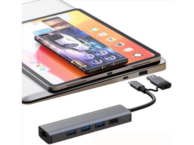 USB C & USB 3.0 to Ethernet Adapter, [3x USB 3.0 + 1x USB 2.0] 5 in 1 USB Hub with RJ45 10/100/1000 Gigabit Ethernet Adapter Support Windows...