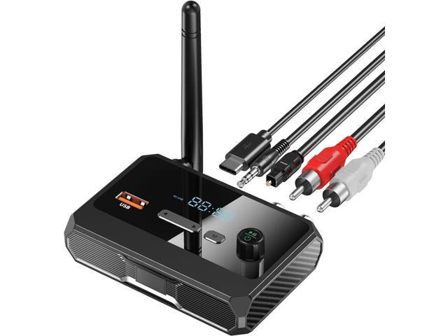Bluetooth 5.3 Receiver, RCA Bluetooth Adapter, Low Latency & HD Music Audio, Support Optical AUX 3.5mm, RCA Bluetooth Receiver Adapter for Home...