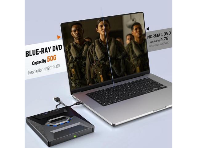 [5 in 1] External Blu Ray Drive, Portable Bluray Player Writer Reader,CD Burner with USB 3.0 typc C Port& SD Card,DVD & CD-ROM +/-RW, External...