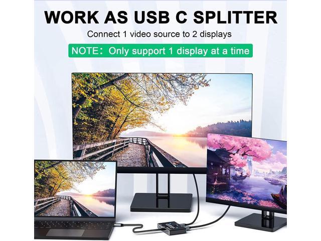 USB C Switch, Bi-Directional USB-C Switcher 2 Computers, USB Type C KVM Switch 8K @60Hz 4K@120Hz Video/10Gbps Data Transfer/100W...