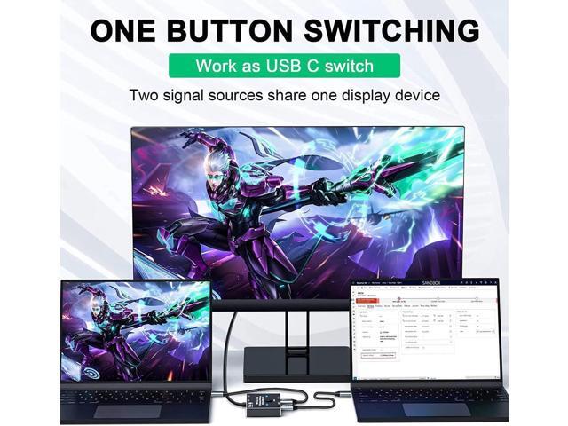 USB C Switch, Bi-Directional USB-C Switcher 2 Computers, USB Type C KVM Switch 8K @60Hz 4K@120Hz Video/10Gbps Data Transfer/100W...