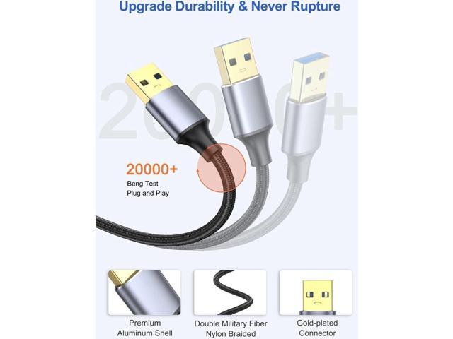 [2 PACK] USB 3.0 to USB 3.0 Cable 3.3FT/1M, Braided USB 3.0 Cord USB A Male to Male Cable Double Sided USB 3.0 Cable, USB3.0 to USB3.0 Cord...