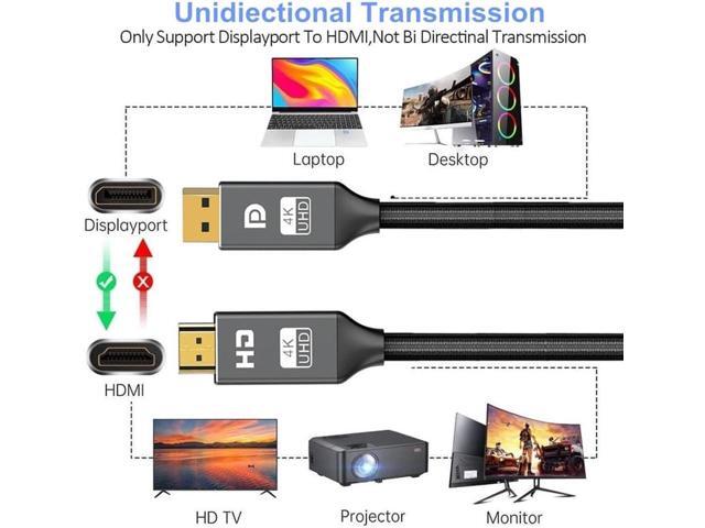 DisplayPort to HDMI Cable 3.3FT/1M, [4K UHD] Uni-Directional Nylon Braided Gold-Plated DP to HDMI Cord Display Port to HDMI Male Connector for...